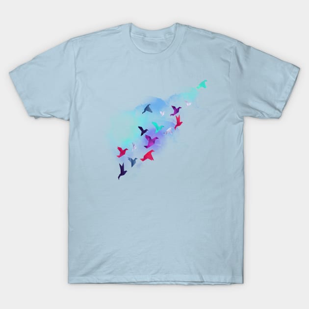 Papers Birds T-Shirt by astronaut